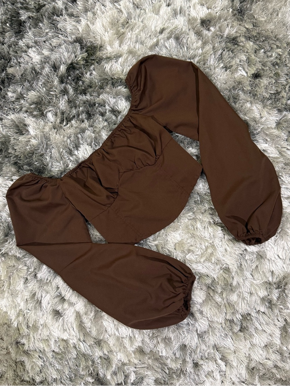 SHEIN Chocolate Cropped Blouse